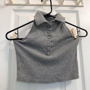 Gray Slim Halter Top